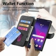 thumbnail image 6 of Compatible With Samsung Galaxy S25 Ultra Detachable Magnetic Wallet Phone Case,Flip Folding Kickstand,With Card Slots,Cash Pocket,PU Leather Shockproof Anti-fall Rugged Case Cover,Black, 6 of 9