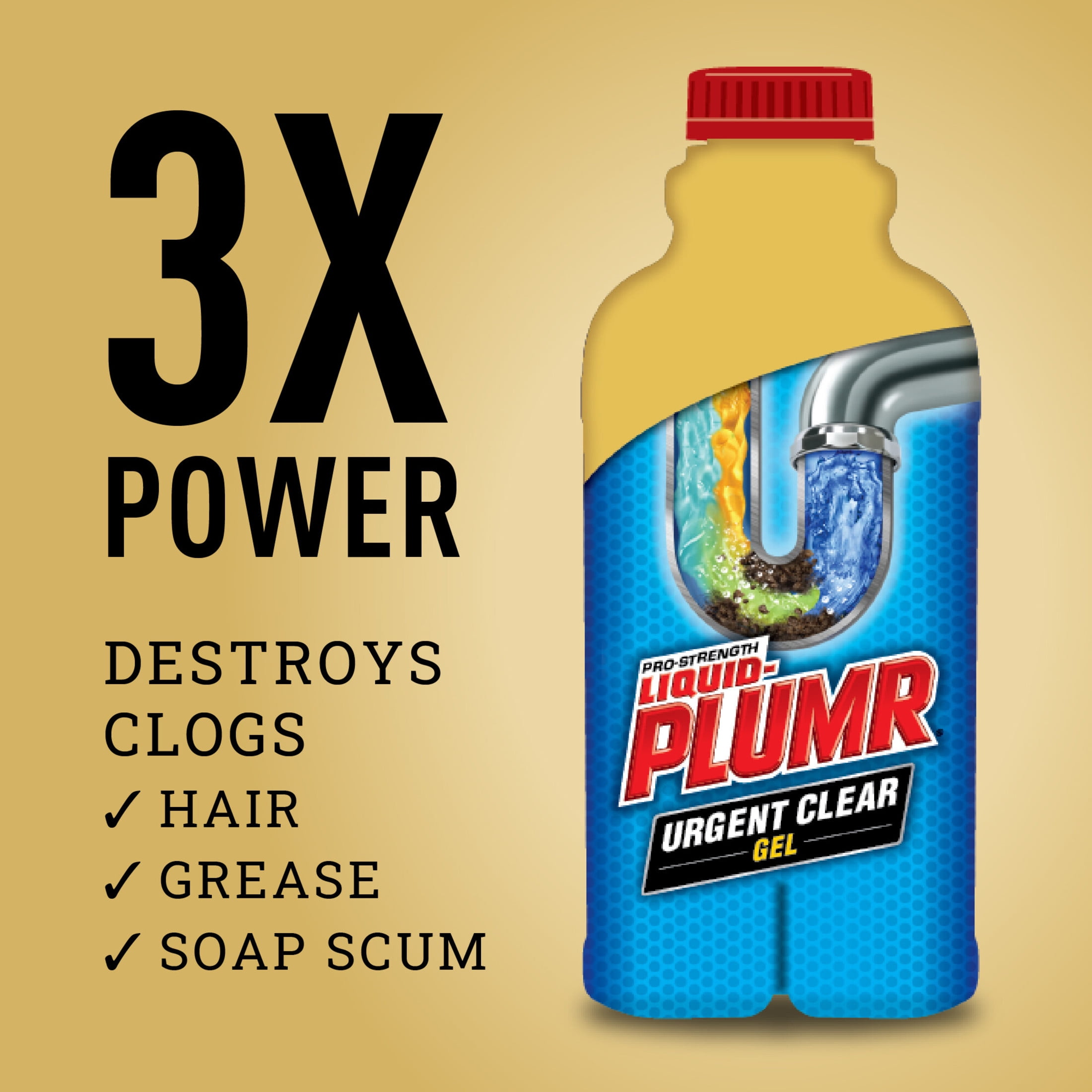 (6 pack) Liquid-Plumr Drain Clog Remover Gel, Urgent Clear, 17 fl oz