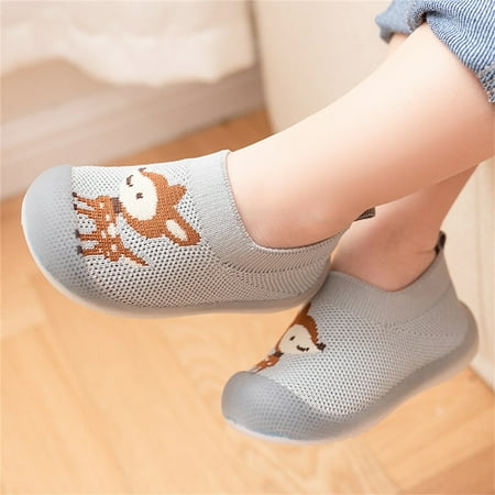 

TOWED22 Toddler Girl Sneaker Infant Boys Girls Animal Prints Cartoon Socks Shoes Toddler The Floor Socks Non Slip Prewalker Grey