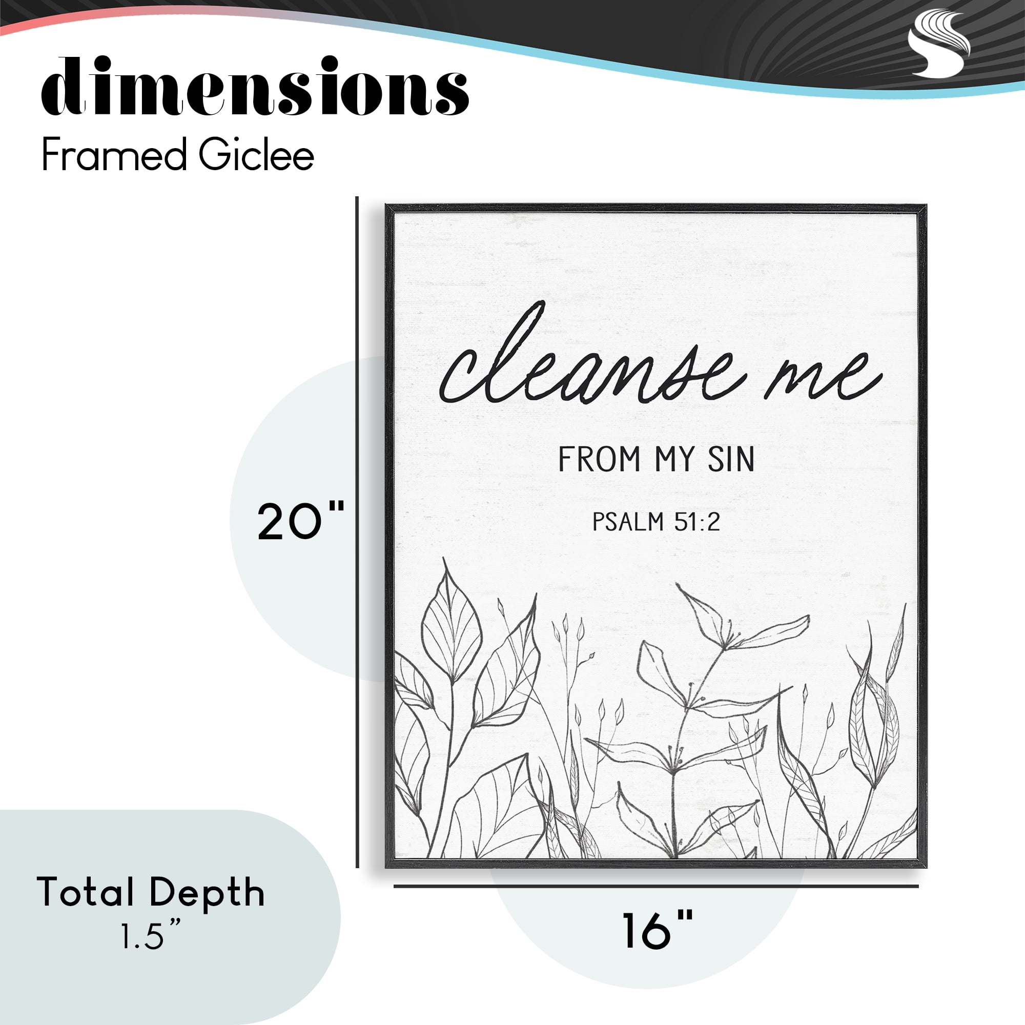 Cleanse Me From Sin Black Framed Giclee Art, design by Lettered and Lined