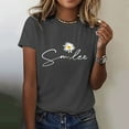 thumbnail image 2 of Pxiakgy T Shirts for Women Crewneck Boho Flowers Wildflowers Graphic Tees 2025 Summer Cute Shirts Short Sleeve Tops Letter Printed Shirt Round Neck Top Lightweight Soft T Shirt Dark Grey Xl, 2 of 5