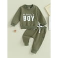 thumbnail image 3 of Elippeo Baby Boys Outfits 6M 12M 18M 24M 3Y Newborn Letter Print Round Neck Long Sleeve Sweatshirt and Drawstring Pants Set Infant Pants Suits, 3 of 10