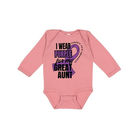 

Inktastic Chronic Pain I Wear Purple For My Great Aunt Gift Baby Boy or Baby Girl Long Sleeve Bodysuit
