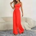 thumbnail image 6 of gakvbuo Summer Jumpsuits Overalls Romper Playsuit Suspender Trousers for Women's Fashion Solid Color Sling Shoulder Straps Are Adjustable Button Wide-Leg Pants Jumpsuit, 6 of 6