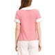 thumbnail image 3 of INSPIRAR CHIC Blusas de manga corta con cuello de muñeca en contraste y lunares S Rosa, 3 of 6