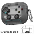 thumbnail image 1 of Protective Case Cover for Apple AirPods Pro 2, TPU Gamepad Design with Integrated Phone Stand, Shock-Absorbing, Anti-Scratch, Drop Protection, Portable, Gaming Accessory, Black, 1 of 8