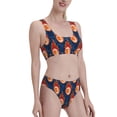 thumbnail image 2 of Daiia American Football and Fire Flames printed 2 piece Swimsuit Bikinis for Women High Waisted Racerback Bathing Suits Summer Tummy Control Scoop Neck Swimwear-Medium, 2 of 8