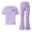 j-955Purple437, variant on HAYIMI Girls Bowknot Print O-Neck Short Sleeve Tops And Wide Leg Pants For Kids Summer Outfit Sets Cute Leisure Clothes Sets