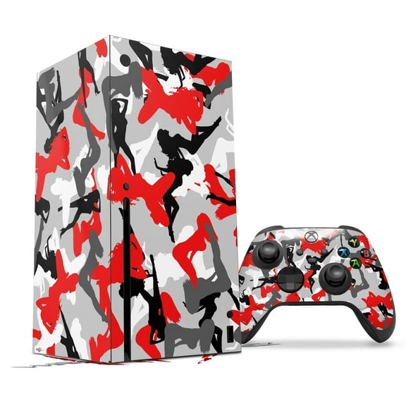 WraptorSkinz Skin Wrap compatible with the 2020 XBOX Series X Console and Controller Sexy Girl Silhouette Camo Red (XBOX NOT INCLUDED)