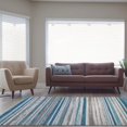 thumbnail image 2 of Kensington Stripes Abstract Pattern Area Rug Carpet in Blue Ivory, 3x10 (2'7" x 9'10", 80cm x 300cm), 2 of 5