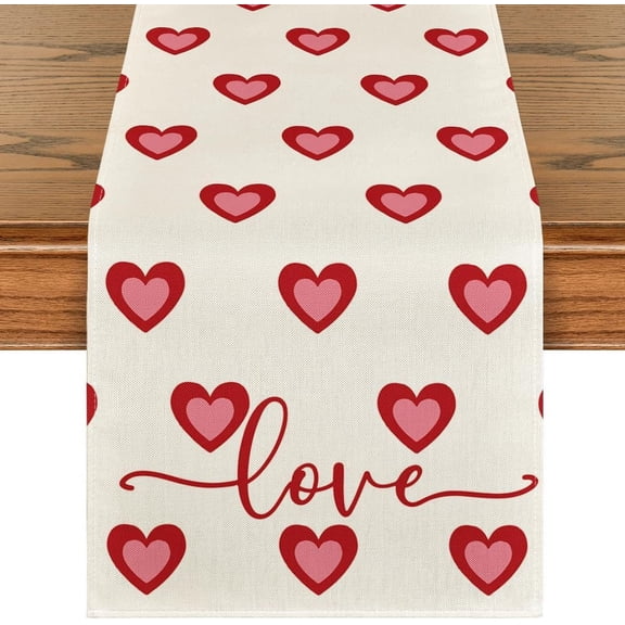 Moderong Love Hearts Table Runner, Wedding Kitchen Dining Table Decoration for Home Party Decor 13x72 Inch