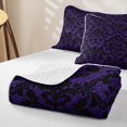 thumbnail image 4 of Homewish Classic Damask Skull Twin Quilt Set for Boys Girls, Violet Vintage Gothic Floral Twin Coverlet Set, 2 Pieces, 4 of 7