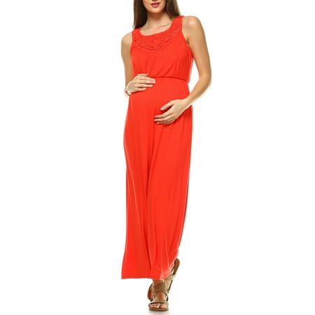 Women's Maternity Crochet Maxi Dress