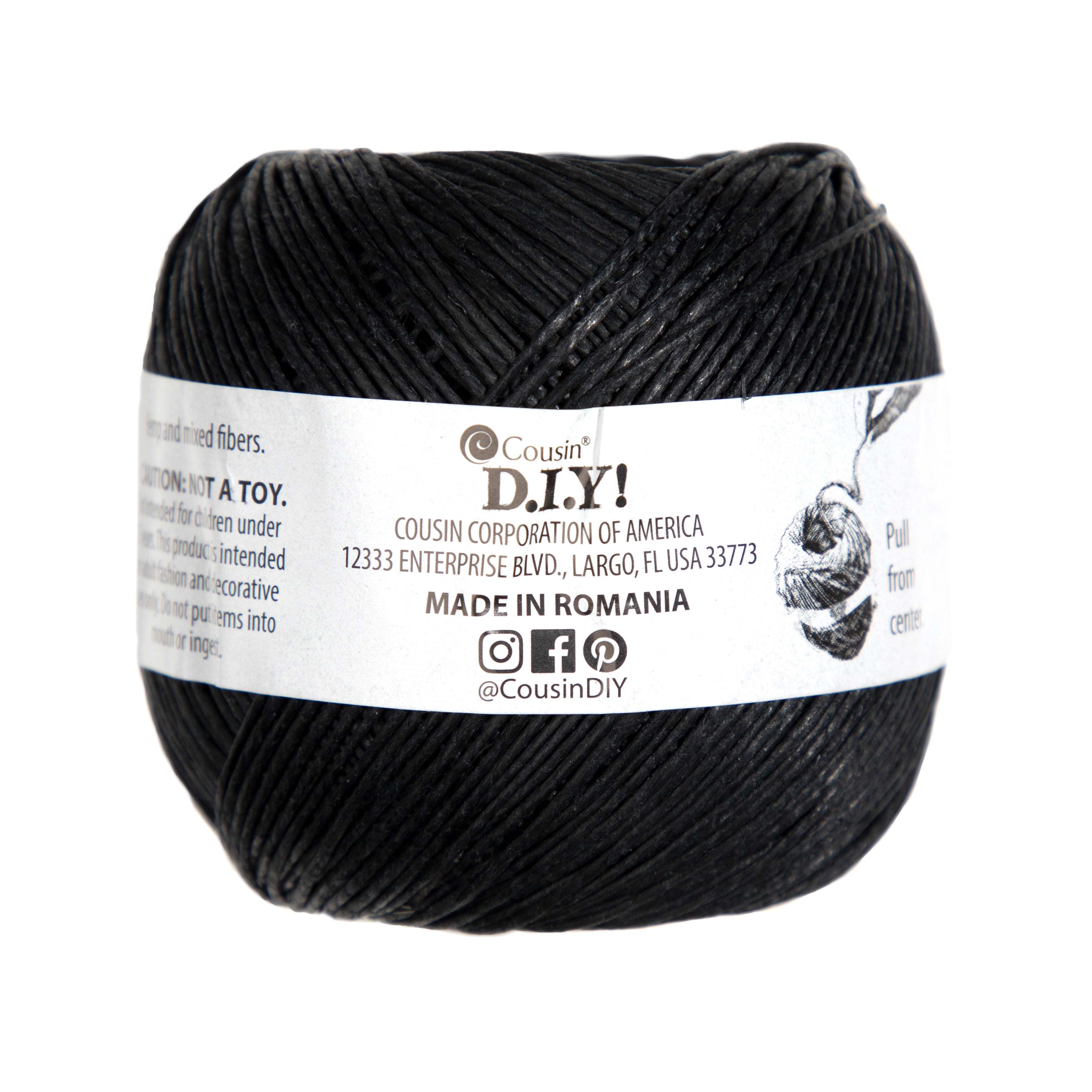 (3 pack) Cousin DIY 20lb Natural Polished Thin Hemp Twine, Crafting/Jewelry, Black, 300ft Roll