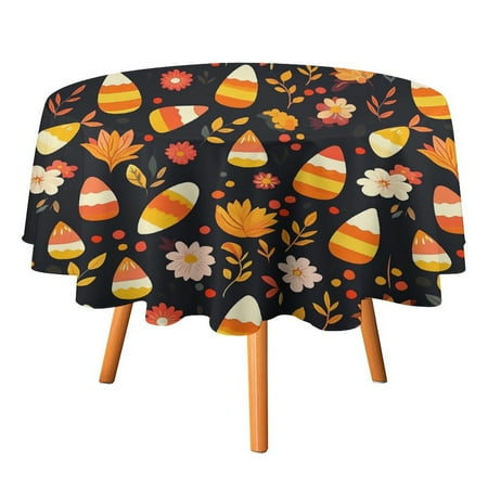 

JINGDS Halloween Candy Corn-2 Round Table Cloth Halloween Tablecloth Thanksgiving Day Table Cloth Round Cover Circle Tablecloth for Halloween Thanksgiving Fall Party