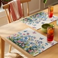 thumbnail image 4 of Blue Spring Floral Placemats Set of 4 Pink Flowers Butterfly Rustic Place Mats Indoor Wipeable Table Mats Washable Cloth Dining Table Placemats for Kitchen Holiday Party Home Decor 13x19 Inch, 4 of 9
