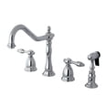 thumbnail image 2 of Tudor Double Handle Widespread Kitchen Faucet with Brass Spray Finish: Polish..., 2 of 4