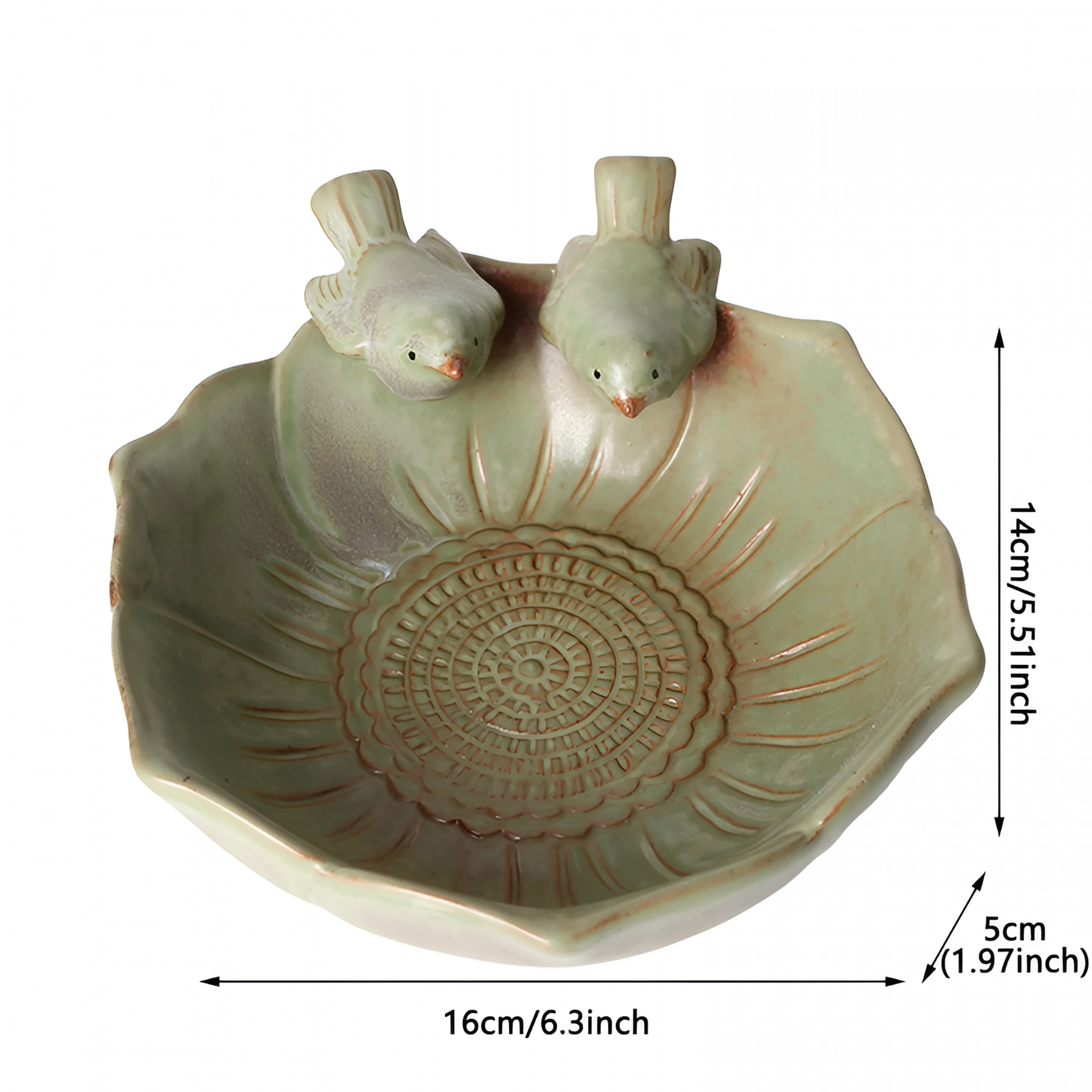 ACDANC Bird Bath for Outside on Ground Ceramic Birds Bath Bowl Handmade Ground Bird Feeders and Birdbath for Outdoors Garden Tabletop Balcony