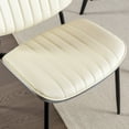 thumbnail image 6 of 2pcs Mid Century Retro Dining Chairs, PU Leather Chair with Striped Cushion and Walnut Bentwood Back Upholstered, Metal Tapered Legs, Suitable for Kitchen Bedrooms Offices Dining Room, Beige, 6 of 7