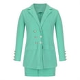 thumbnail image 4 of under $5 JINMGG Two Piece Outfits Women, 2023 Fashion Fall Women's Fashion Print Long Sleeve Turndown Collar Casual Short Skirt Suits Mint Green L, 4 of 8