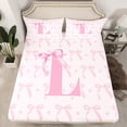 thumbnail image 2 of jejeloiu Personalized Letter L Bed Sheets,Monogrammed Theme King Sheets,Ribbon Bow Knot Sheet Set,Ultra Soft Bedroom Decor,4-Piece, 2 of 6