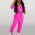 thumbnail image 2 of WCMZJ Women 2 Piece Outfits Tracksuit Long Sleeve Lightweight Windbreaker Pullover Jacket Crop Top Pants Set Hot Pink M, 2 of 6