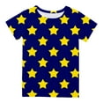 thumbnail image 3 of Girls Summer Outfits Star Print Crewneck Short Sleeve T Shirt Shorts Pajama Three Piece Sleepwear Kids Girls' Clothing Sets, 3 of 5