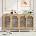 thumbnail image 4 of Rovaurx Storage Cabinet with Fluted Glass Doors, 59.1" Floor Storage Cabinet, Modern Buffet Sideboard Storage Cabinet for Dinging Room, Living Room, Entryway, Natural, 4 of 8