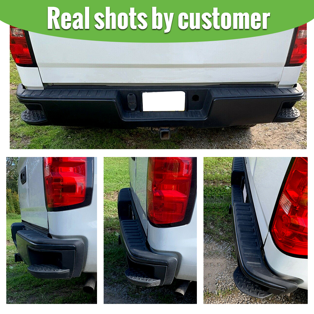 Black Rear Step Bumper Assembly For 2014-2018 Chevy Silverado GMC Sierra 1500