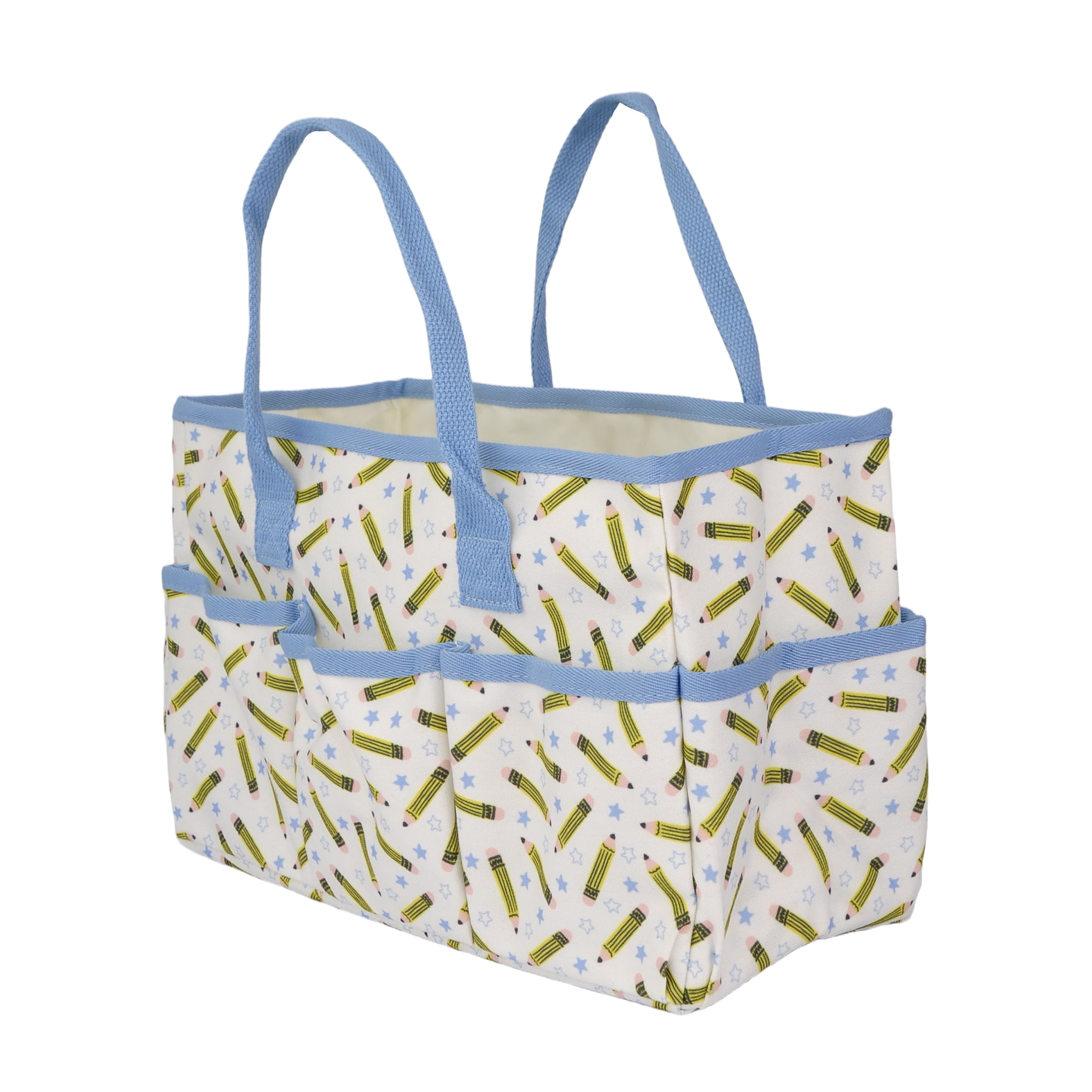 Pen+Gear Teacher Tote Organizer with 5 Side Pockets, Pencils Design