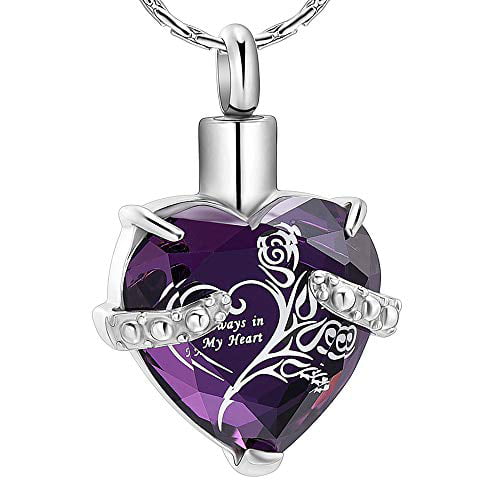 constantlife Crystal&Stainless Steel Cremation Ashes Pendant Necklace Keepsake Jewelry with Filling Kits Box