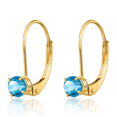 thumbnail image 5 of 14K Solid Yellow Gold 4mm Round Swiss Blue Topaz Drop Dangle Earrings December Birthstone Jewelry, 5 of 10