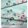 thumbnail image 2 of Soimoi Green Cotton Jersey Fabric Ranunculus & Chrysanthemum Floral Printed Fabric 1 Yard 64 Inch Wide, 2 of 3