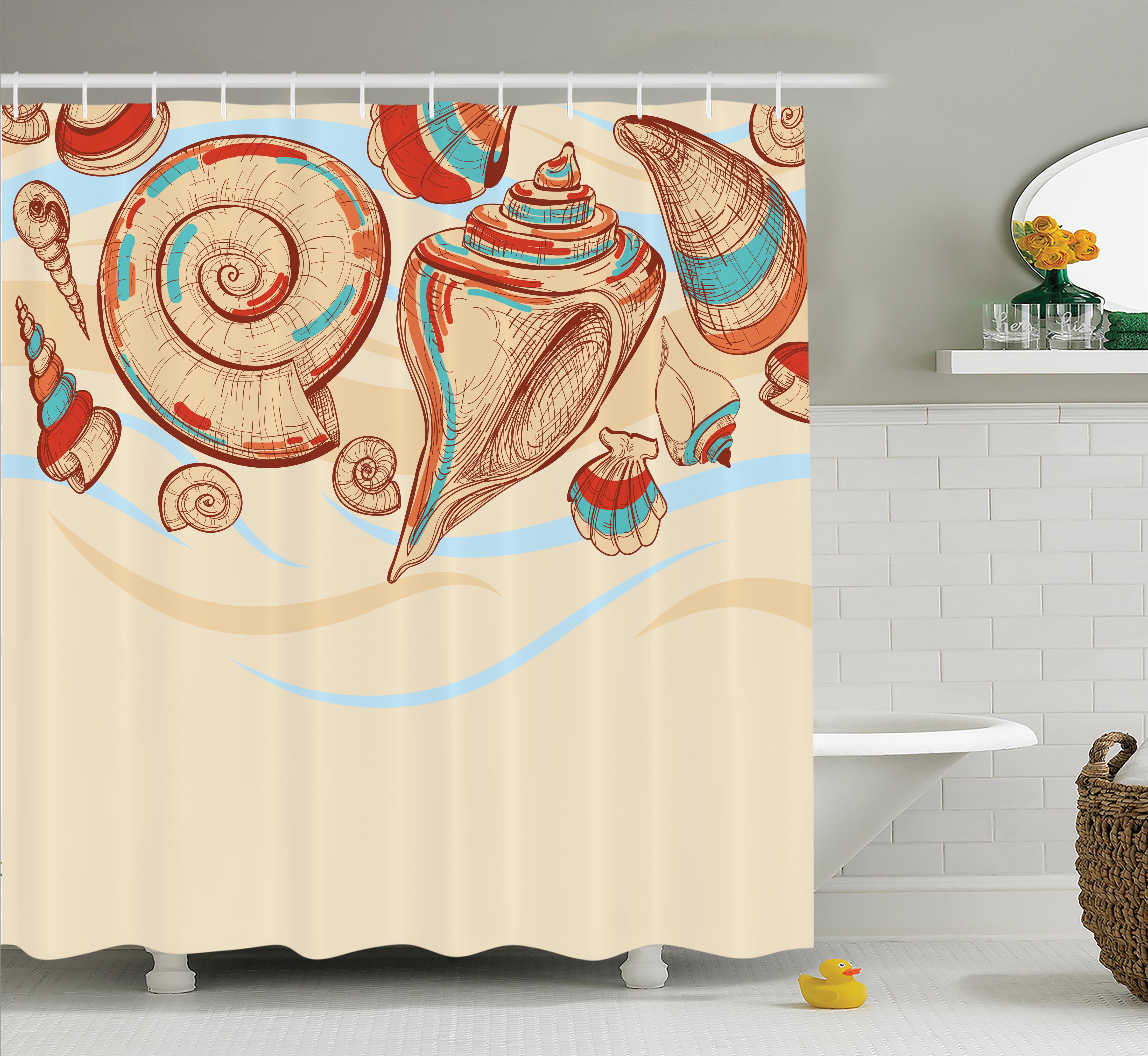 Shower Curtain Set, Pastel Colored Macro Seashells Picked from Beach