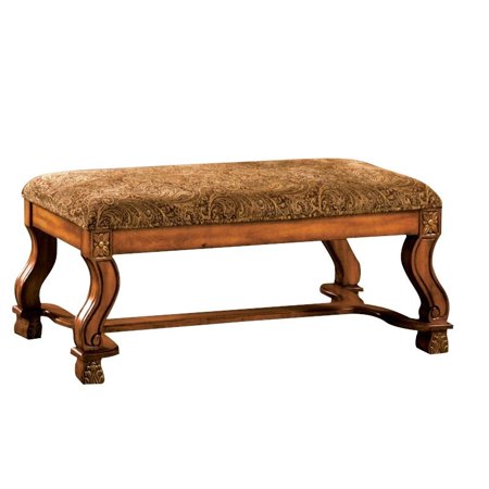 Furniture of America Rabin Upholstered Bench  Antique Oak