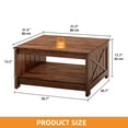 thumbnail image 6 of Craftian Square Coffee Tables with Storage, Farmhouse Wood Center Table for Living Room, Walnut, 6 of 6