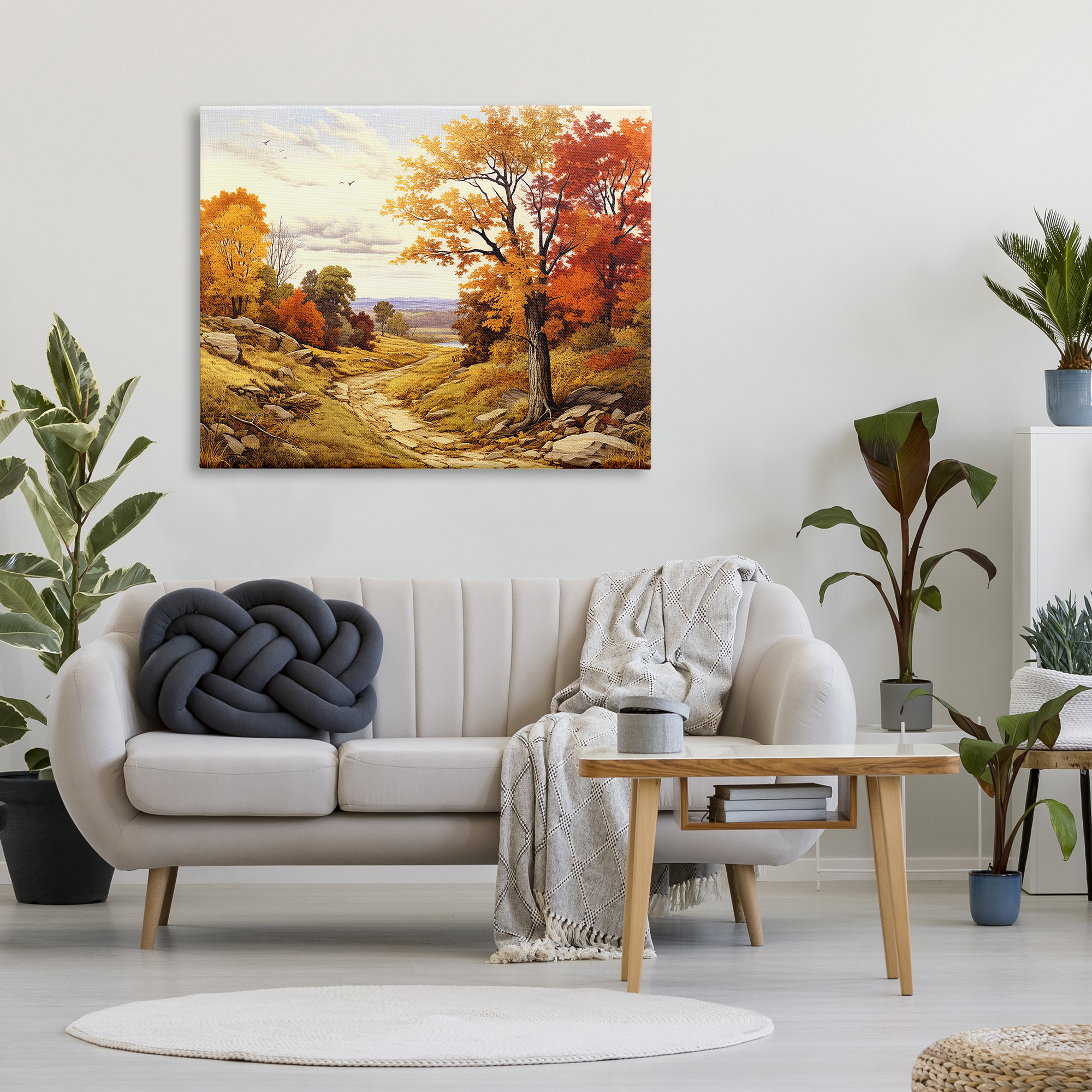 Classic Fall Foliage Path Canvas Art, 48 x 36, Design By Artist Lil' Rue