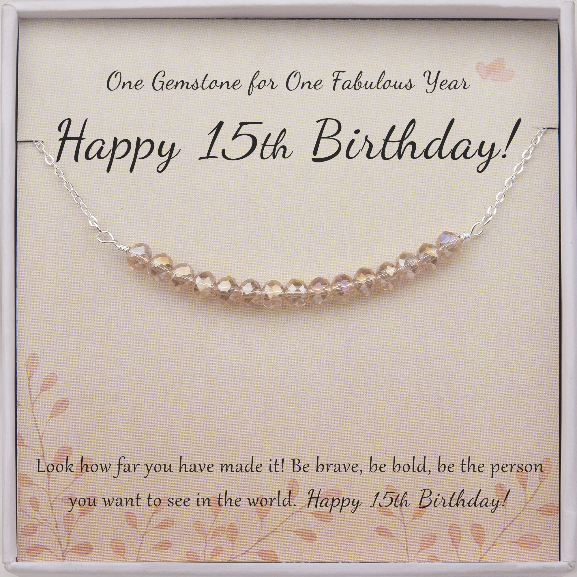 Anavia 15th Birthday Gift for Girl, 925 Sterling Silver 15 Beads Necklace With Card Gift for 15 Year Old Girl, Quinceanera Gifts for Girls