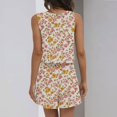 thumbnail image 5 of WTOBBY Women's Fashion Summer Two Piece Outfit Floral Print Sleeveless Cropped Top and High Waist Shorts Set with Pockets Casual Bodysuit for Comfort ,Pink XL, 5 of 5