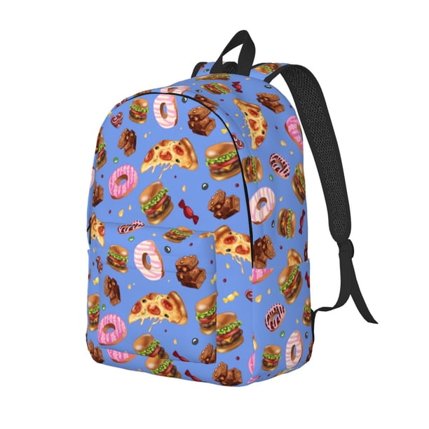 Disketp Fastfoods Mochila de Lona Estampada, Mochila Escolar de Viaje Ligera para Estudiantes y Portátil-Medium