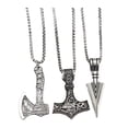 thumbnail image 2 of 3Pcs Viking Necklace Viking Hammer Spearhead Ax Necklace Nordic Pendant Jewelry Amulet Talisman Gift for Men Women, 2 of 8