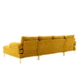 thumbnail image 3 of U Shape Sectional Sofa Couch, Modern 110'' Convertible Sectional Sofa, Upholstered Chenille Fabric 4-Seat Couch Sofa Bed with Golden Metal Legs for Living Room, Apartment, Office, Musterd yellow, 3 of 9