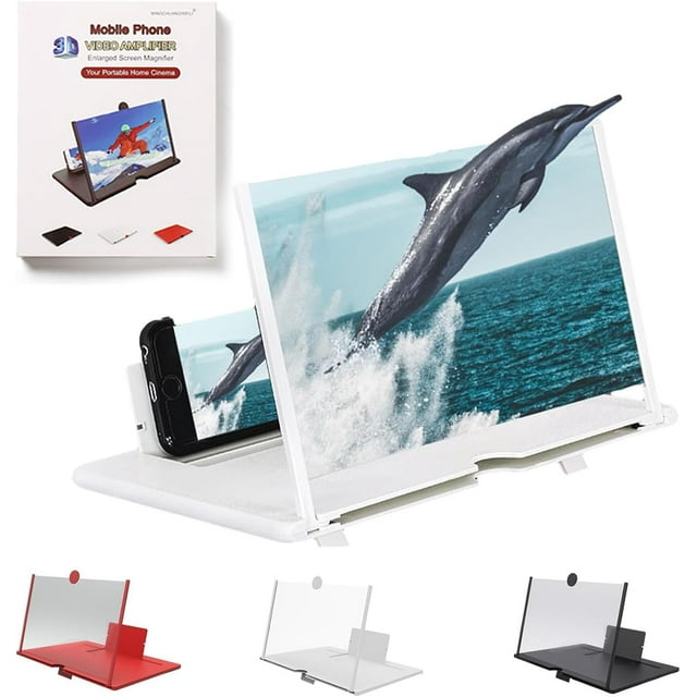 2026 Upgrade Ultra-HD Mobile Phone Magnifier 10/12/14/16/18 Inch, Foldable Mobile Phone Screen Projector Amplifier, Portable Lightweight Stand for Movie & Video Watching (Red, 12 in)