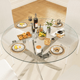 thumbnail image 4 of Round Dining Table Set for 4, Modern Glass Dining Room Table with Chairs, 5 Piece Kitchen Table and Chairs Set, for Living Room, Small Space (Include 4 White Chairs), 4 of 7