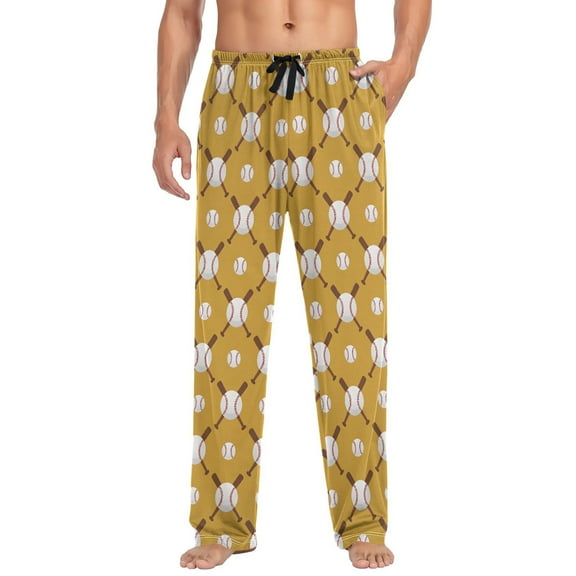 joogoo Men's Pajama Pants Baseball Balls Bats Soft Long Sleep Lounge Pjs Bottoms L