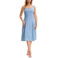 thumbnail image 2 of INSPIRE CHIC Women's Sleeveless Denim Dresses Square Neck Stretch Raw Hem Jean Maxi Dress S Light Blue, 2 of 6