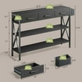 thumbnail image 6 of 47" Entryway Table, Lofka Console Table Sofa Table with 3 Drawers, 3 Tier Storage Shelves, Fabric Bag, Black, 6 of 8