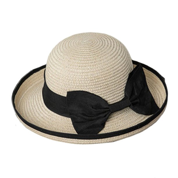 Niche Bow Summer Beach Hat Floppy Hat Sombrero de paja para el sol para deportes al aire libre de verano