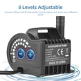 thumbnail image 4 of Pump Submersible 12V Water Pump 8 Levels Adjustable 0-450L/H Small Fountain Pump with 0-13ft Lift, 6.5ft DC Female Plug and Suction Cup Base, Portable Mini Pump for Fish Tank,, 4 of 7