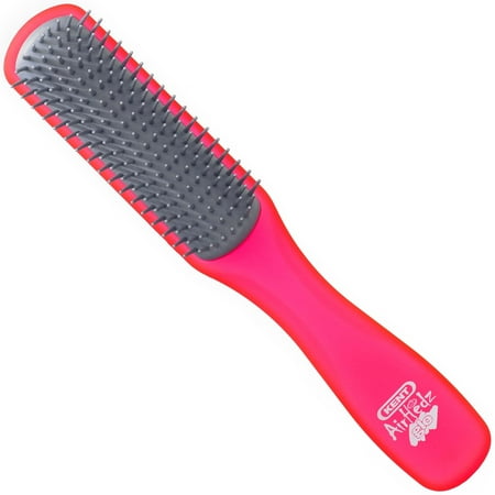 Kent AHGLO01 Airhedz Glo Half Round Narrow Detangling Hair Brush - 9 Row Ionic Anti Static Non Scratch Long Nylon Bristle Great for Detangling and Smoothing Medium to Long Length Hair